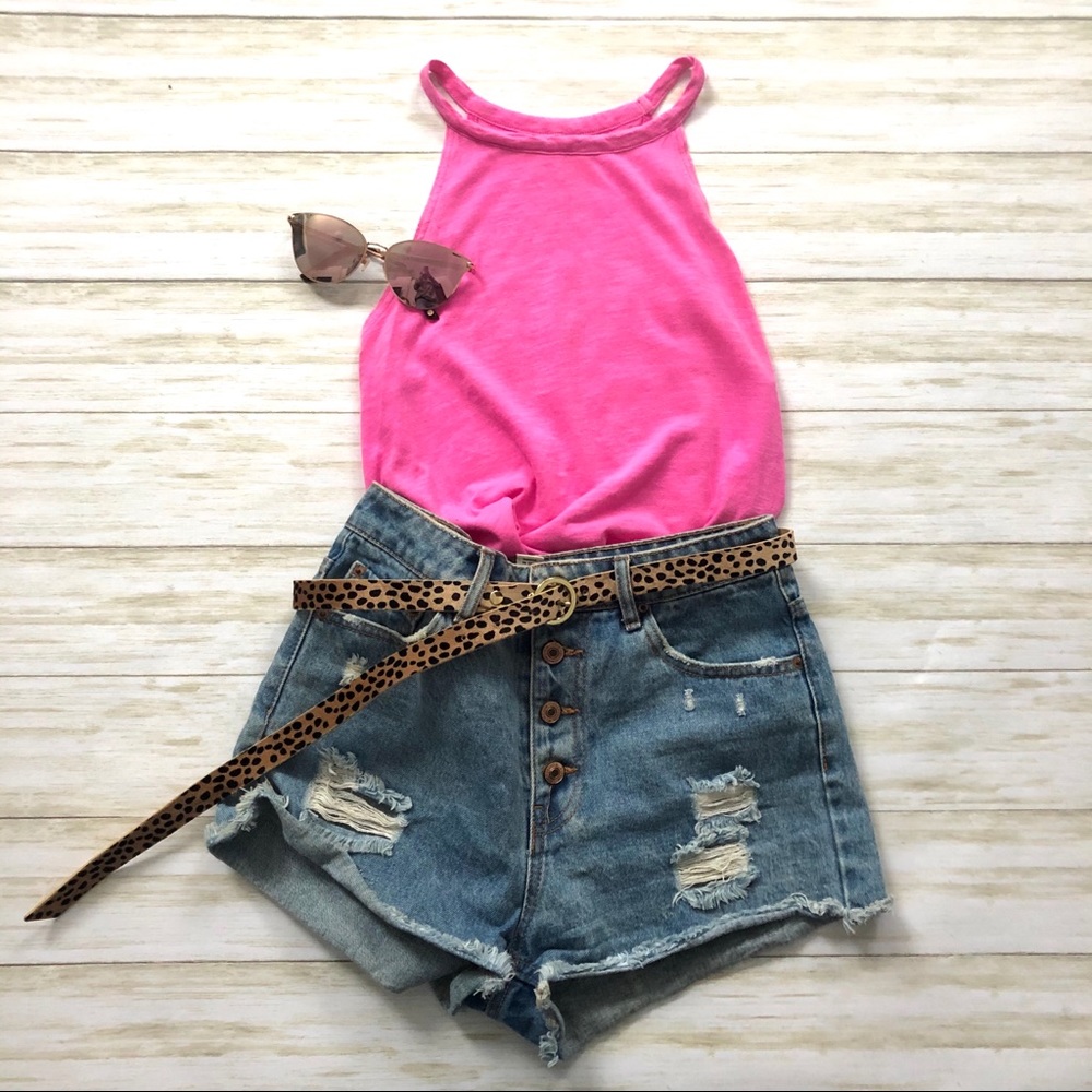 Hot Pink High Neck Tank